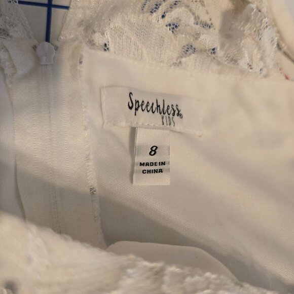 Speechless Kids Girls Formal Dress Size 8 Blue Floral Sleeveless Pearls Ballgown - Picture 7 of 8